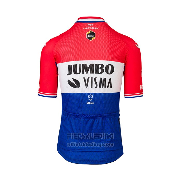2022 Fietskleding Jumbo Visma Rood Wit Blauw Korte Mouwen en Koersbroek